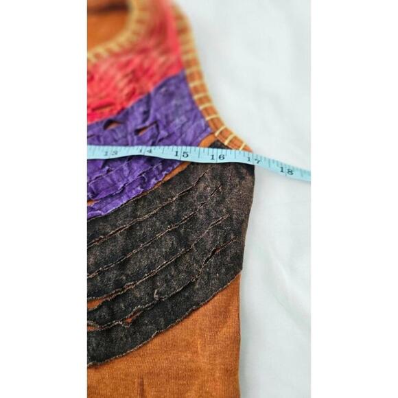 K.P.C. Handmade Bohemian Embroidered Stonewashed Brown/Orange Dress XL - Picture 7 of 9